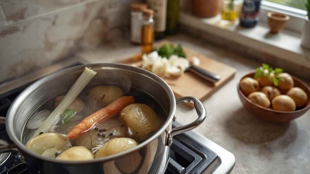 I don’t boil potatoes in water anymore. I’ve switched to this aromatic broth
